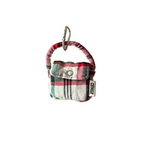 Small plaid bag charm with caribiner